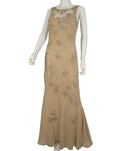 Perlen nude spitze abendkleid - perlen,