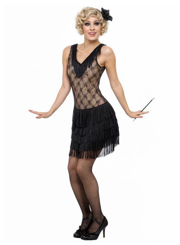 20er jahre swing kleid - kleid, schwarz